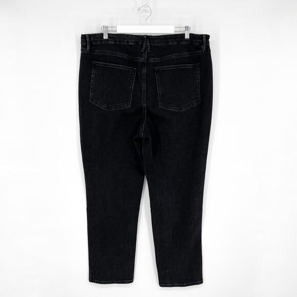 Good American Good Boy Twisted Slit Jeans Black295 High Rise Straight Size 20 - Picture 7 of 7